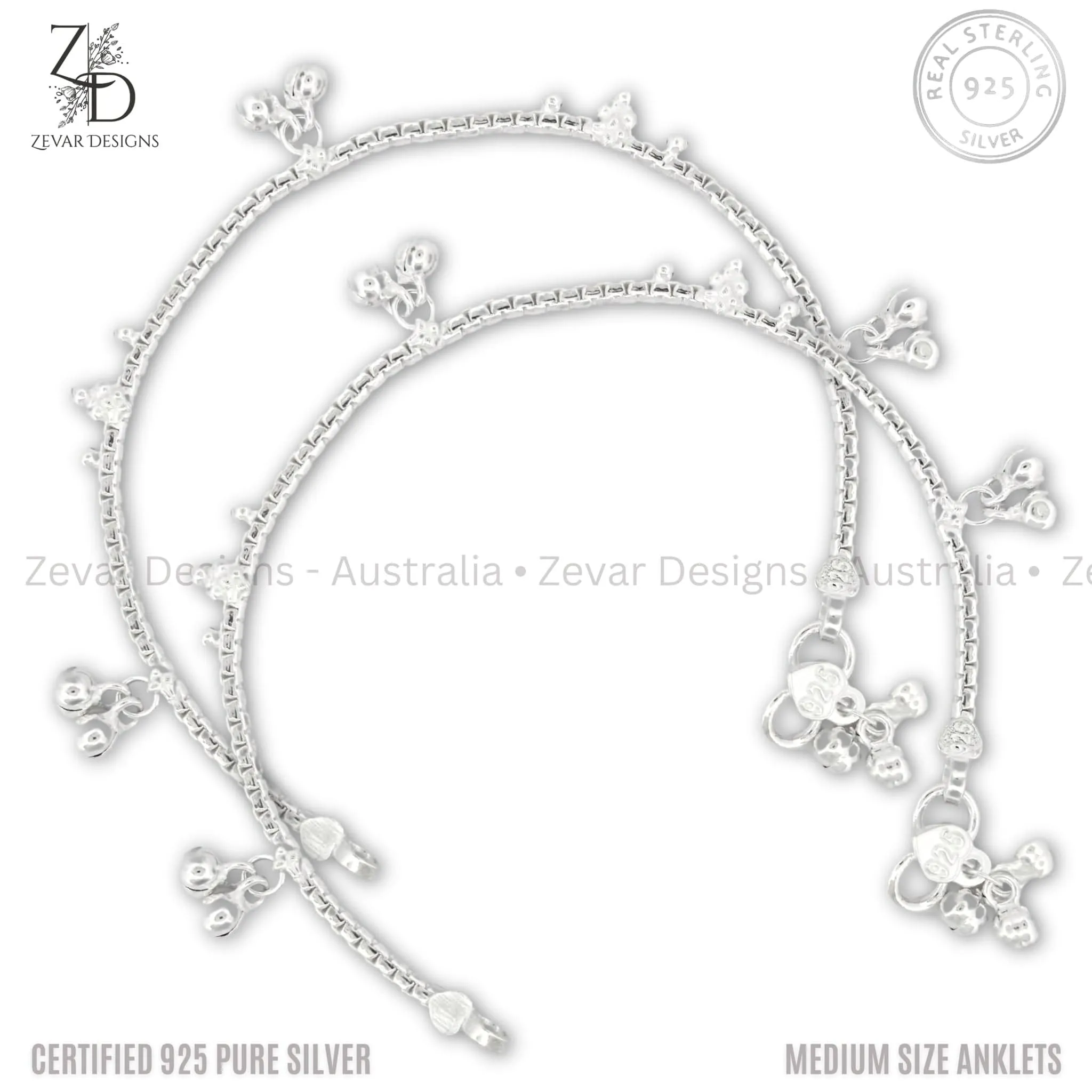 Kids Anklets in 925 Silver - Pair