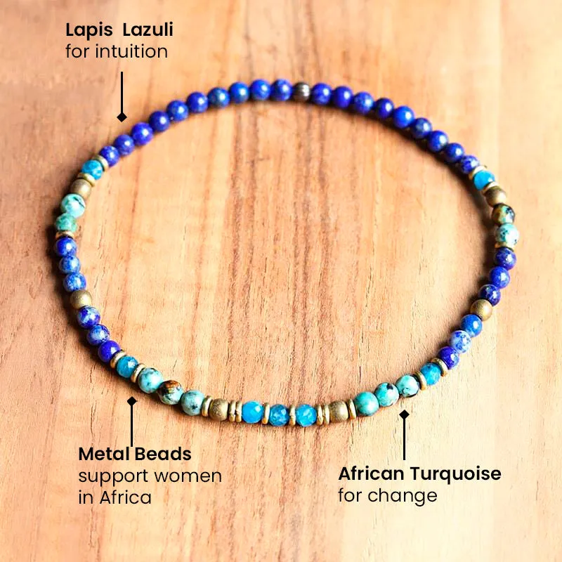 Lapis Lazuli and African Turquoise Anklet