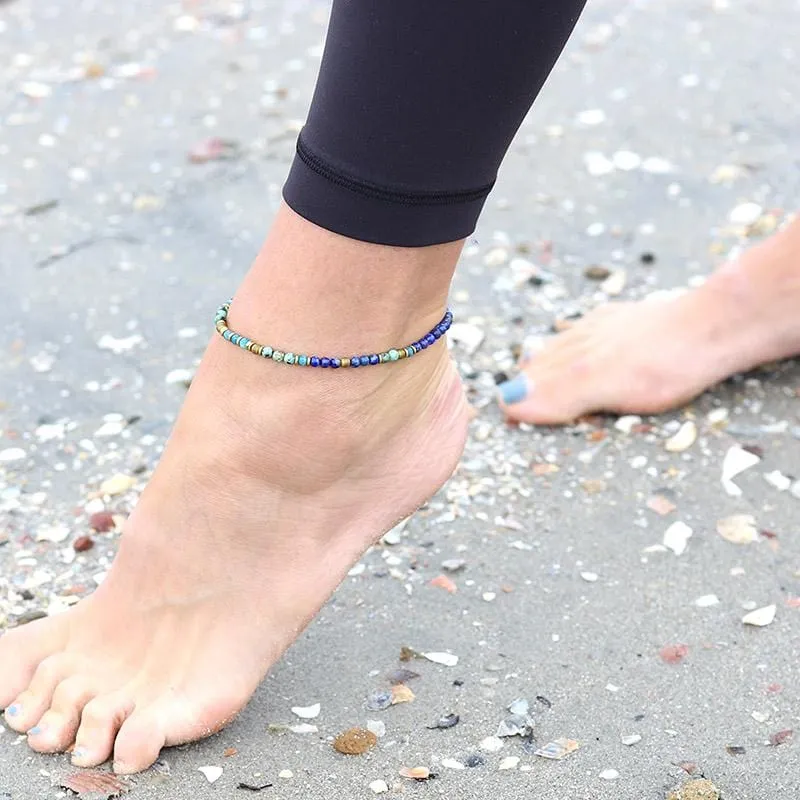 Lapis Lazuli and African Turquoise Anklet