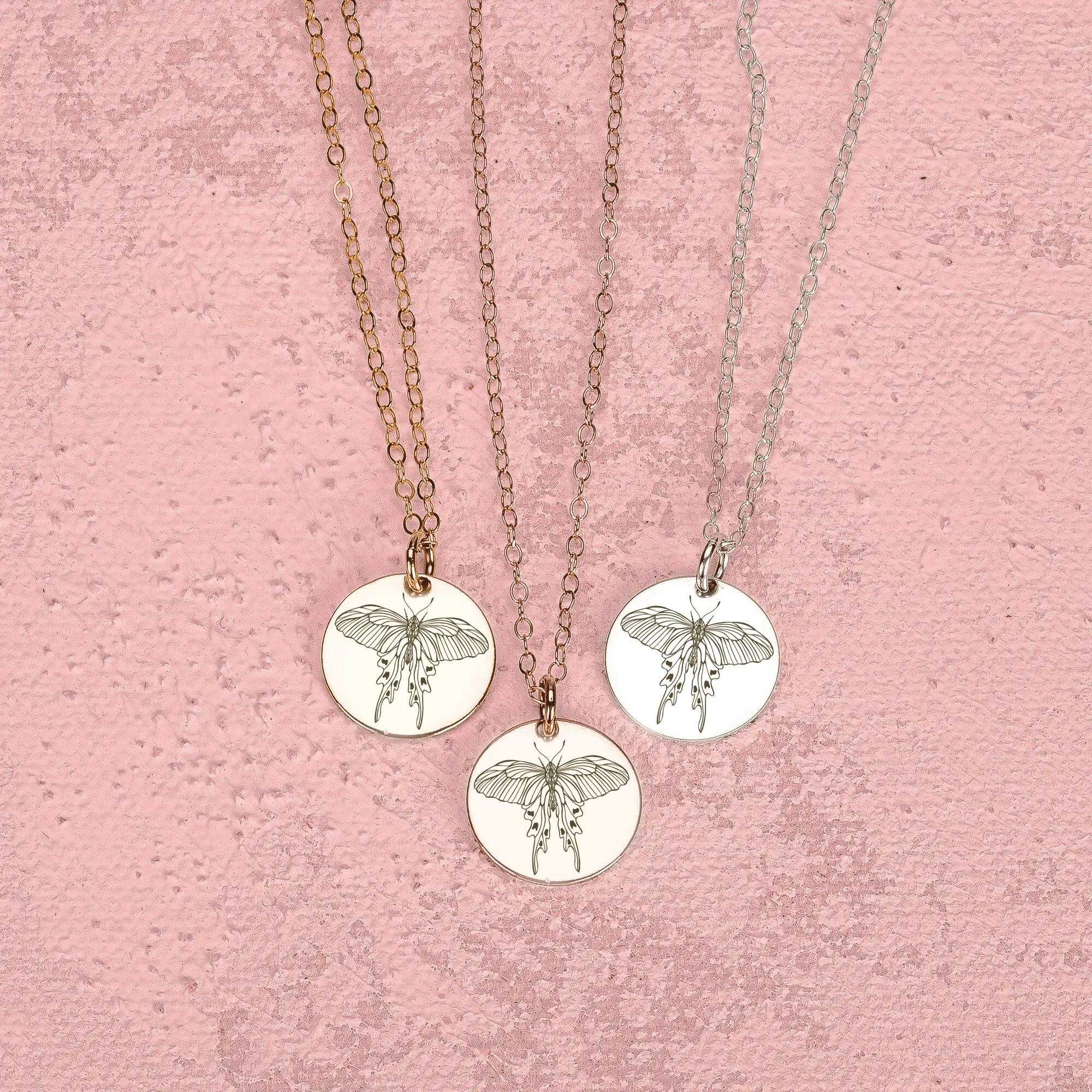 Luna Moth Disc Necklace