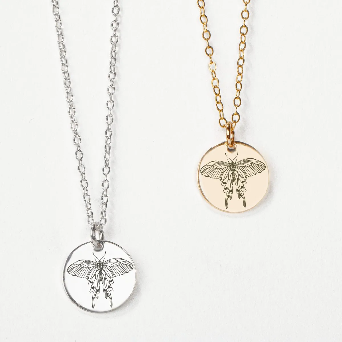 Luna Moth Disc Necklace