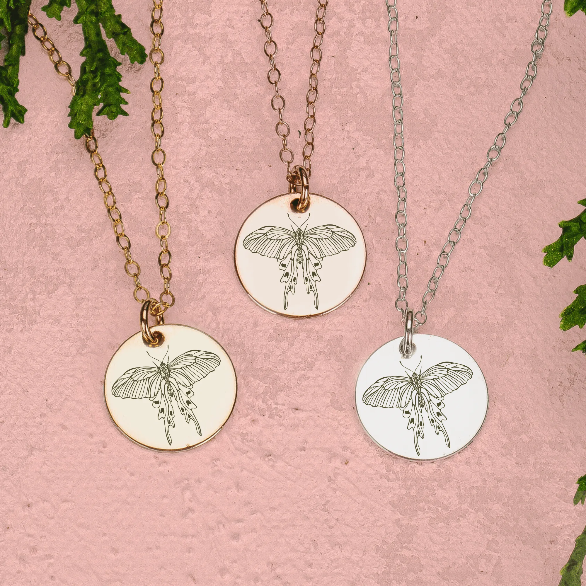 Luna Moth Disc Necklace