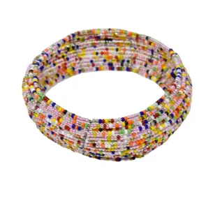 Maasai Concave Beaded Bangle 17 - Pink Charanga