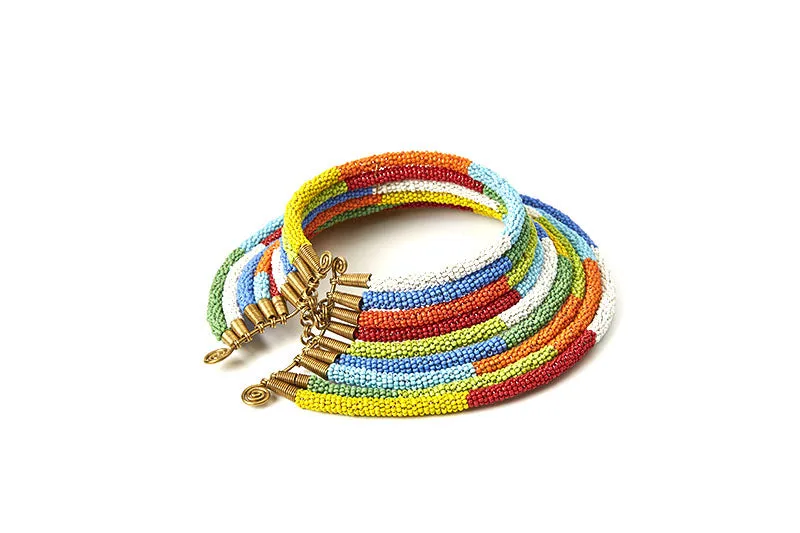 Maruku Beaded Choker Necklace - Multiple Colors