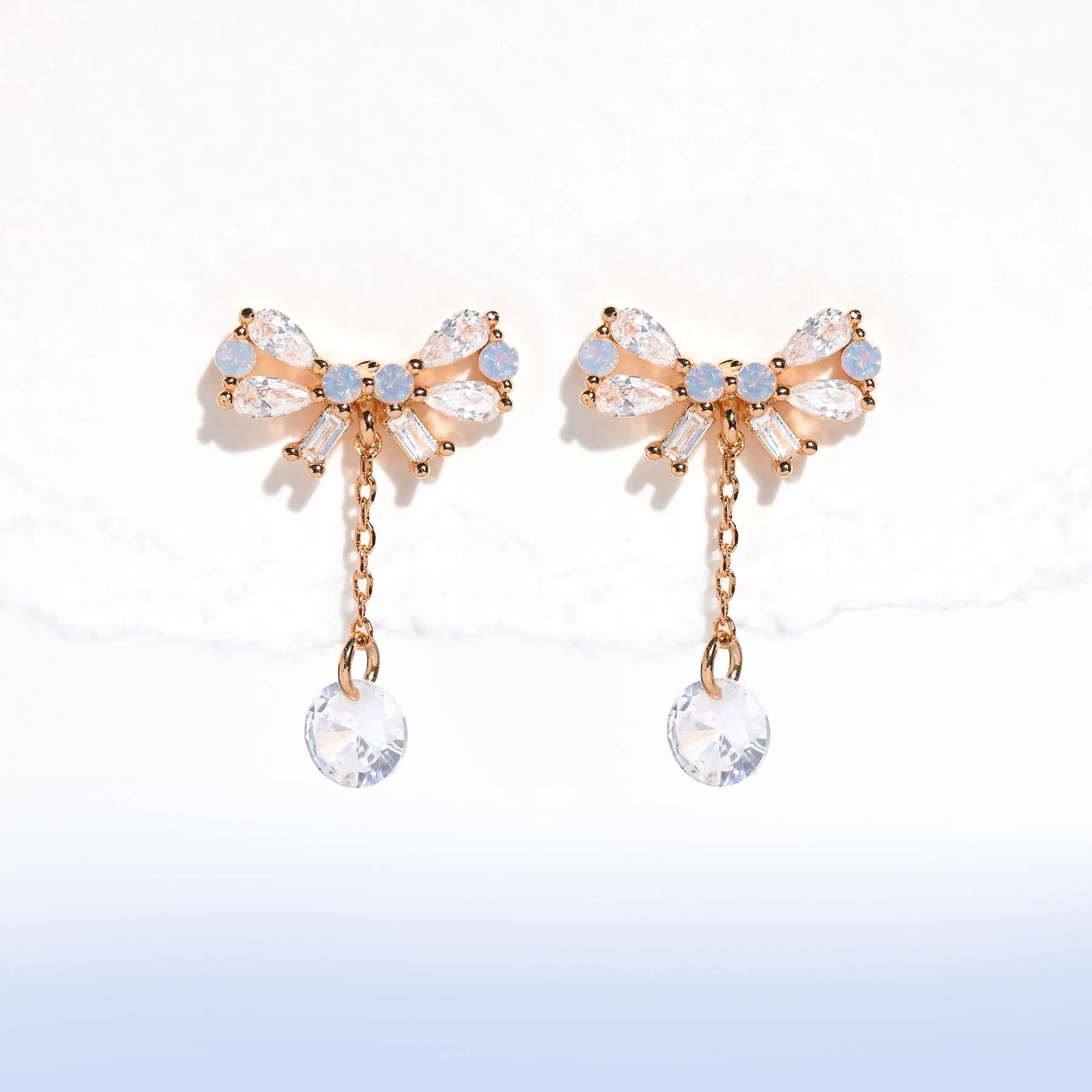 Mini Bow Dew Drop Earrings