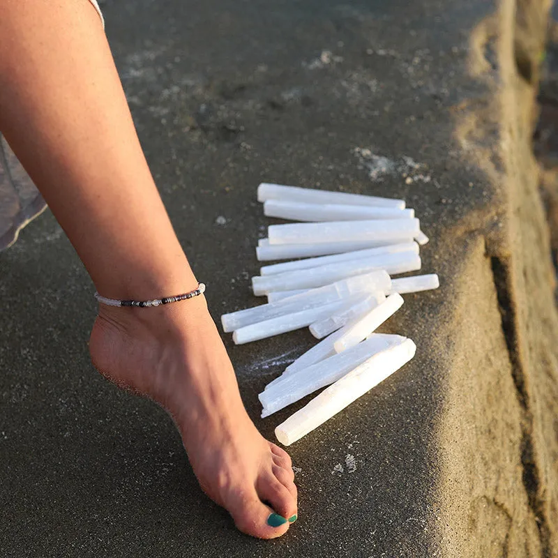 Miracles Selenite and Shungite Anklet