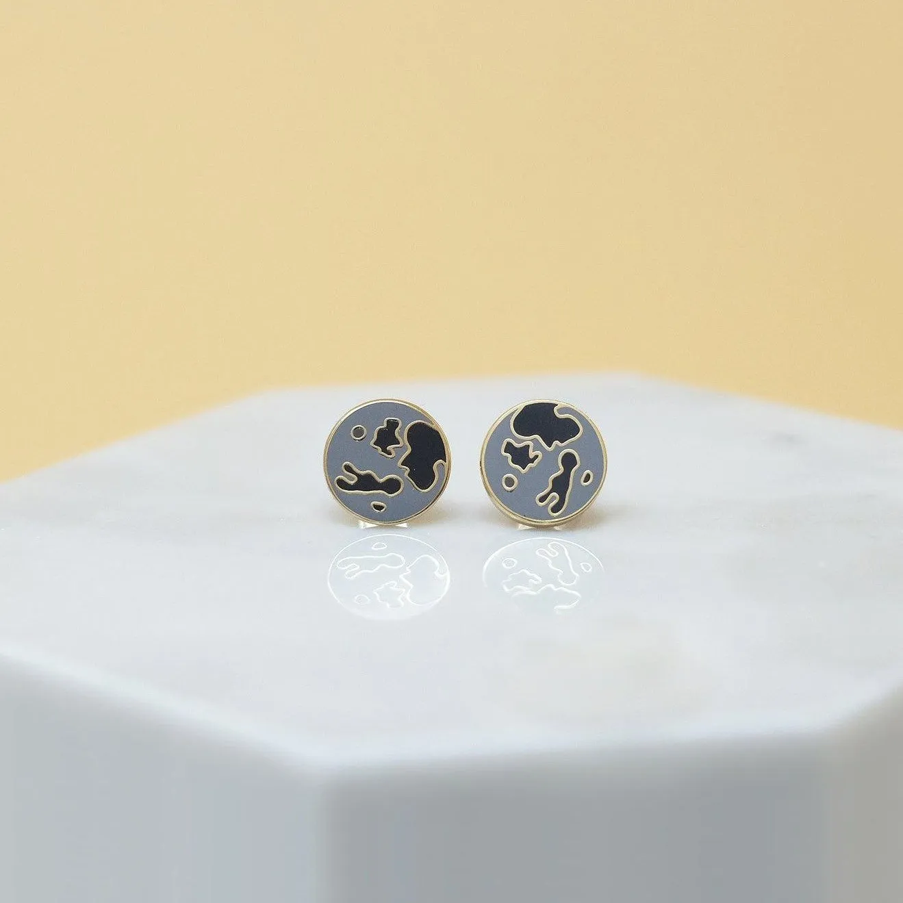 Moon Stud Earrings - Gold Plated