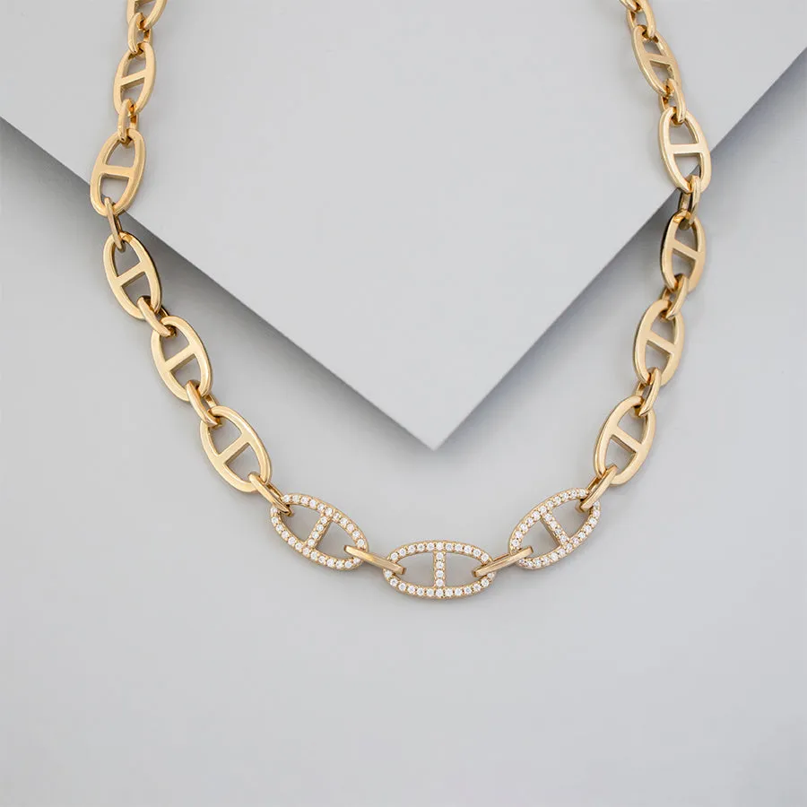 Multi Link Anchor 14K Gold Vermeil Chain Necklace