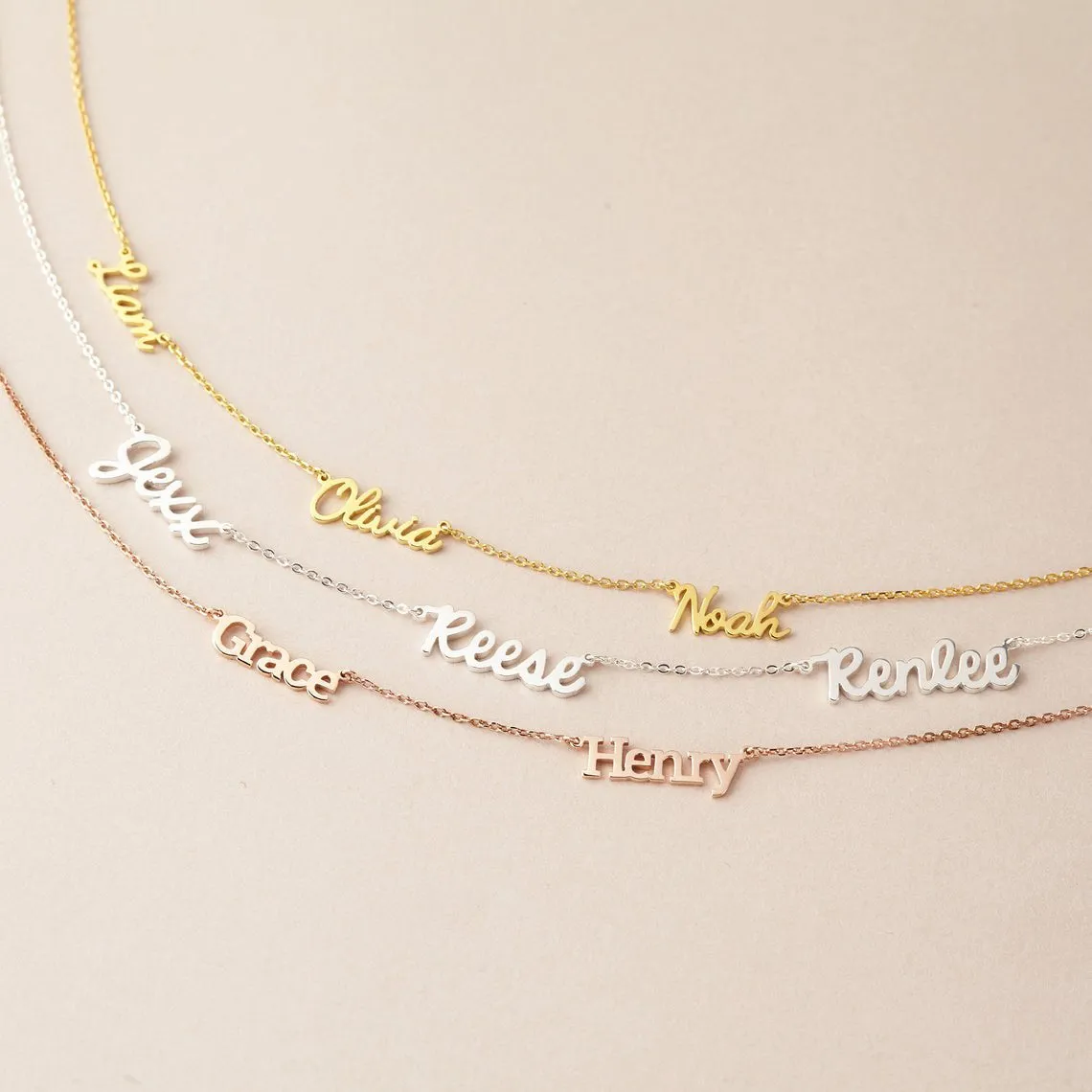 Multiple Name Necklace Personalized Jewelry