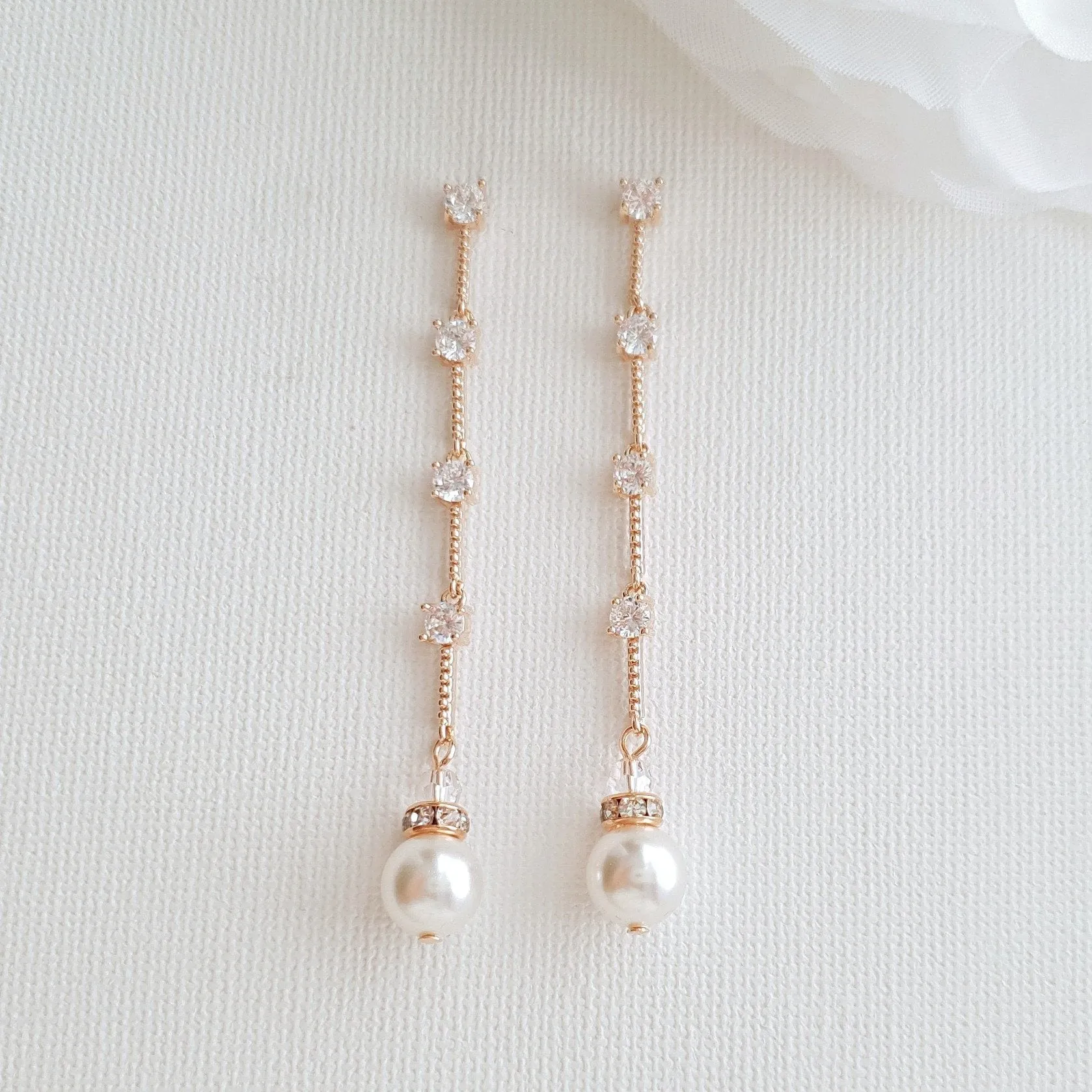 Pearl Drop Necklace Earring Jewelry Set for Weddings- Ginger