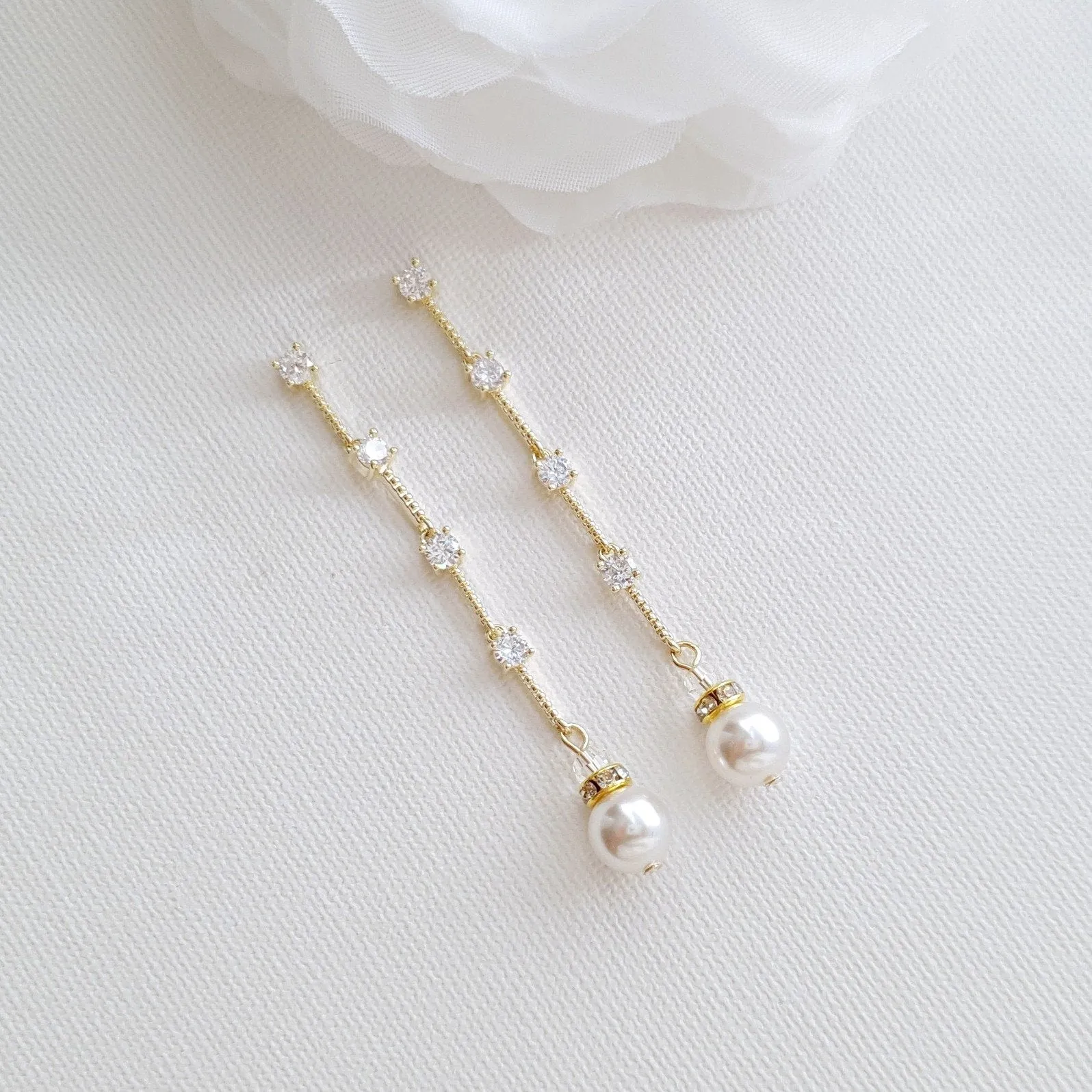 Pearl Drop Necklace Earring Jewelry Set for Weddings- Ginger