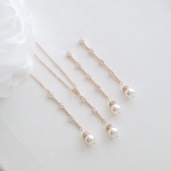 Pearl Drop Necklace Earring Jewelry Set for Weddings- Ginger