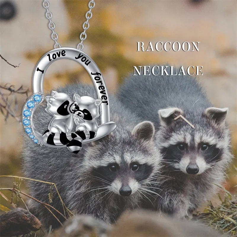 Raccoon Necklace 925 Sterling Silver  Raccoon Necklaces Raccoon Jewelry Gifts for Women Teen Girls