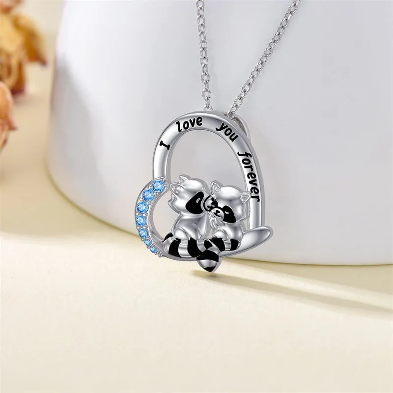 Raccoon Necklace 925 Sterling Silver  Raccoon Necklaces Raccoon Jewelry Gifts for Women Teen Girls