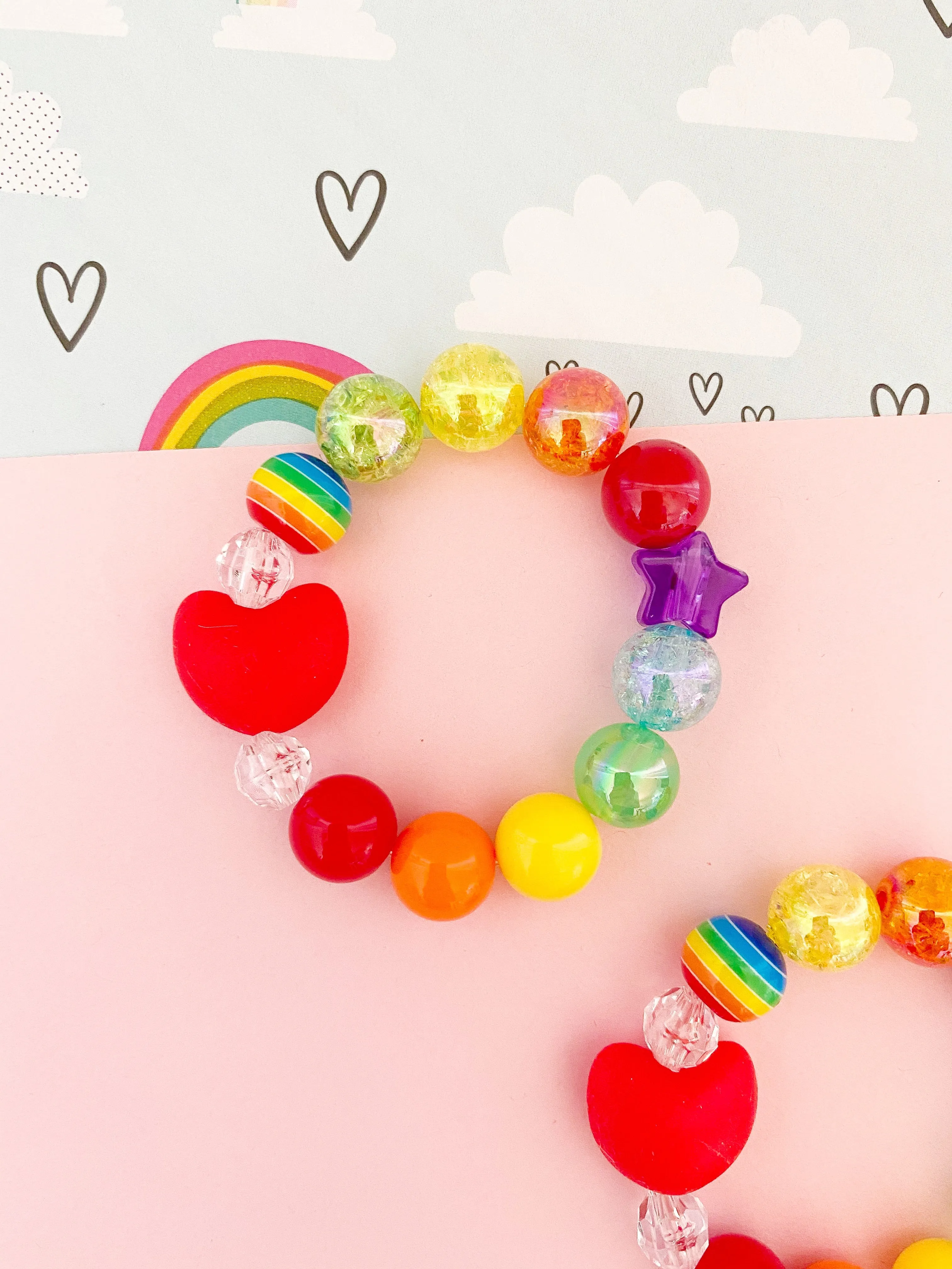 Rainbow Red Heart Bracelet - Personalized