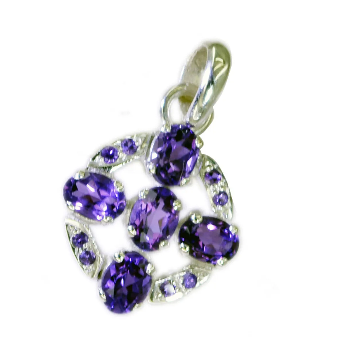 Riyo Alluring Gemstone Oval Faceted Purple Amethyst 1115 Sterling Silver Pendant Gift For Teachers Day