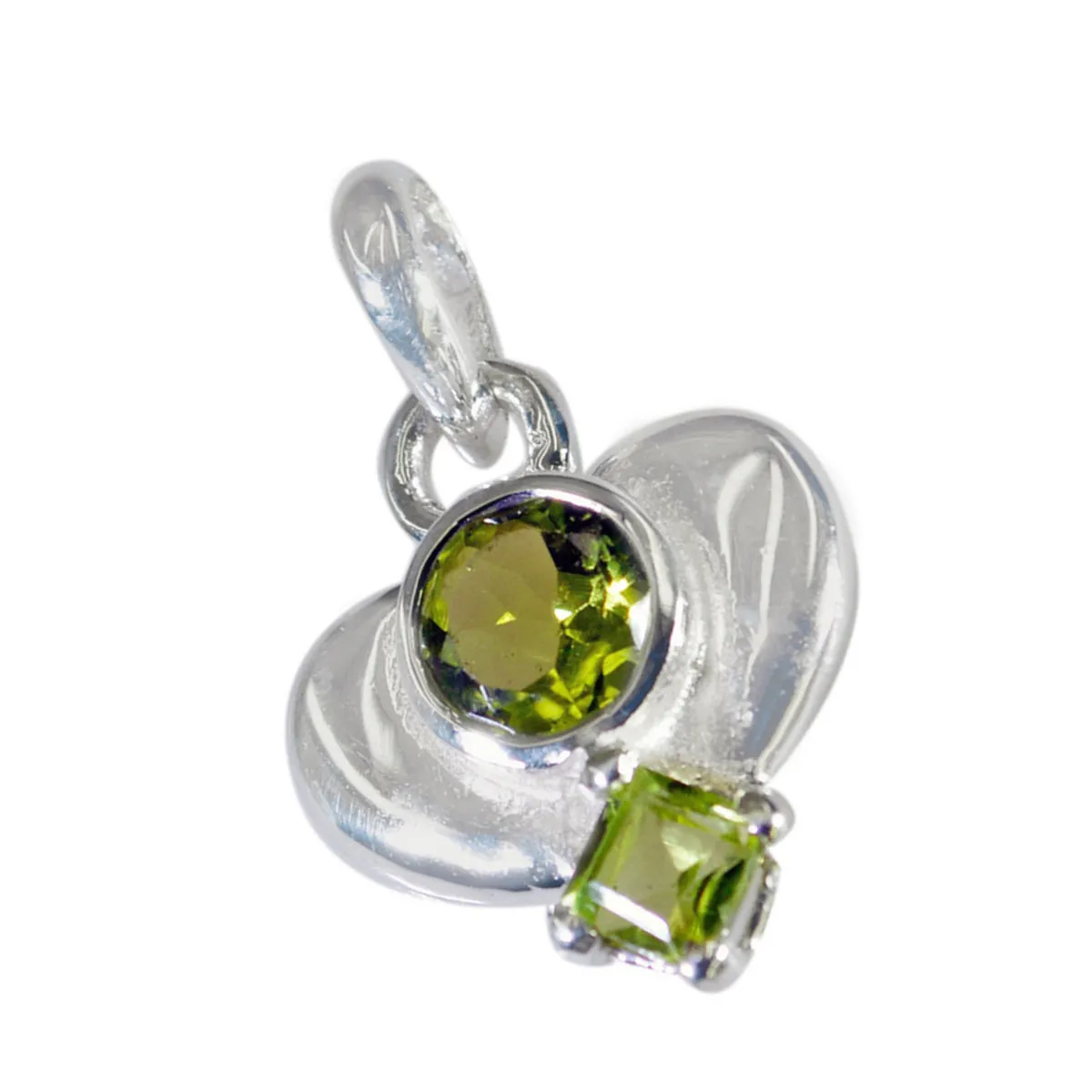 Riyo Beauteous Gems Multi Faceted Green Peridot Solid Silver Pendant Gift For Anniversary