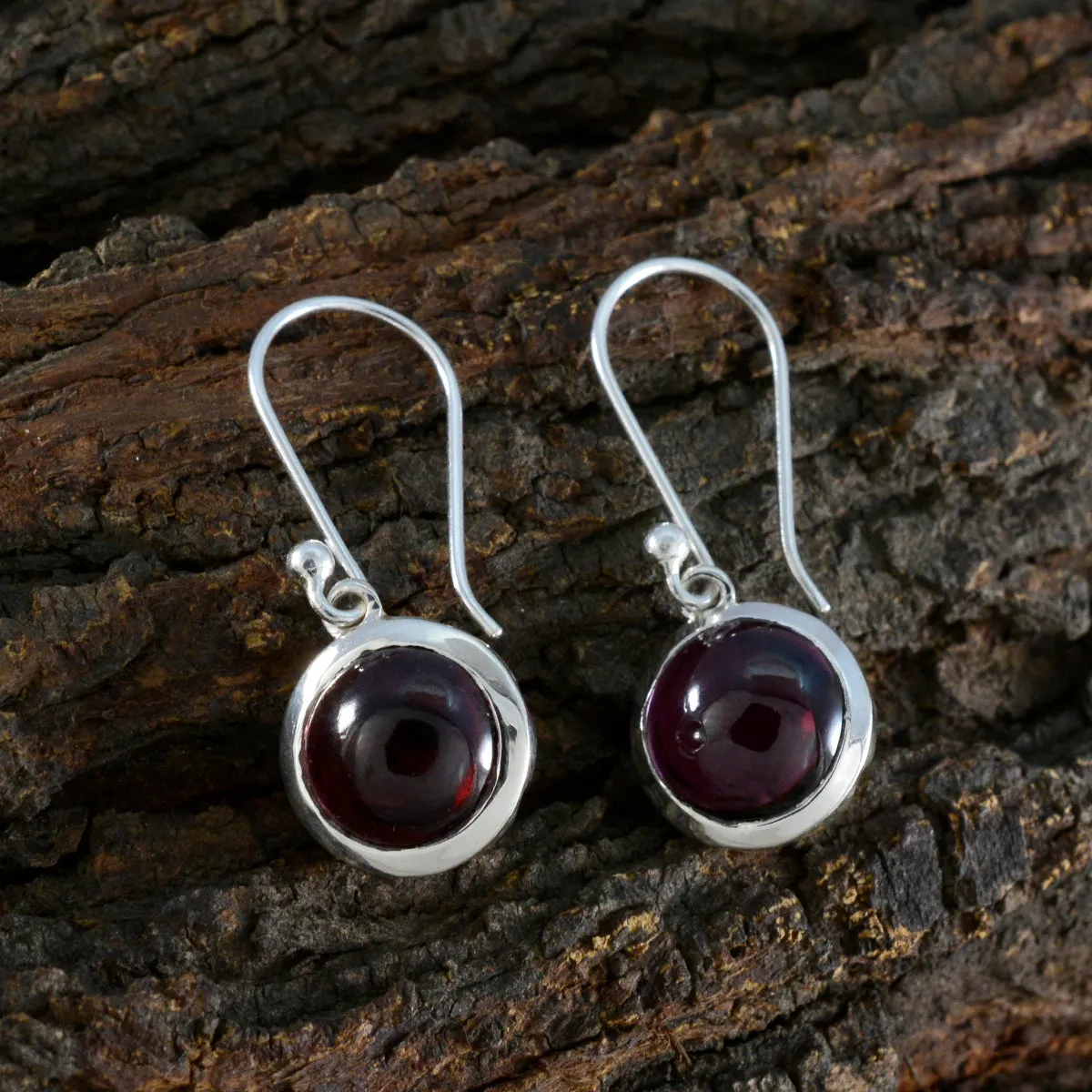 Riyo Beguiling 925 Sterling Silver Earring For Sister Garnet Earring Bezel Setting Red Earring Dangle Earring