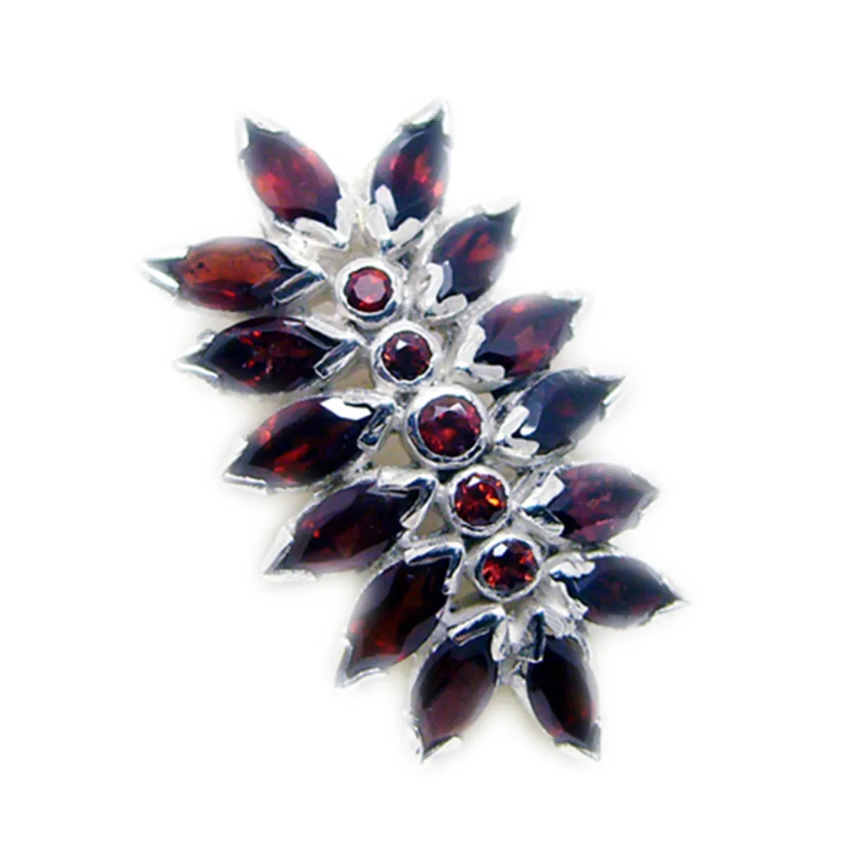 Riyo Bewitching Gemstone Multi Faceted Red Garnet Sterling Silver Pendant Gift For Handmade