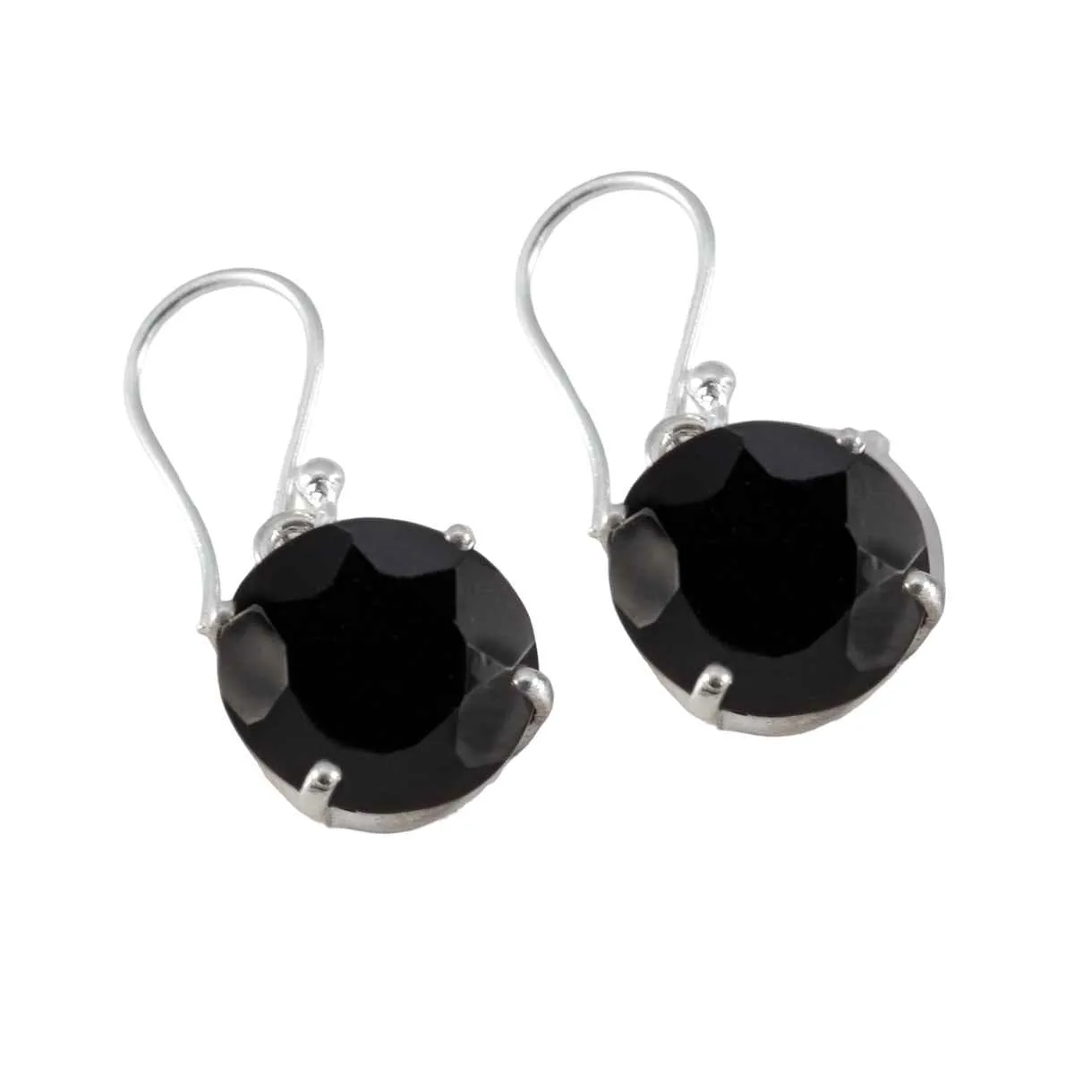 Riyo Divine 925 Sterling Silver Earring For Damsel Black Onyx Earring Bezel Setting Black Earring Dangle Earring