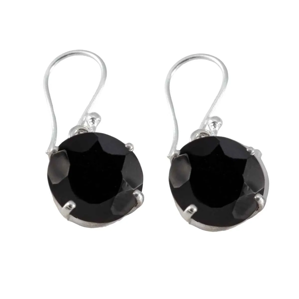 Riyo Divine 925 Sterling Silver Earring For Damsel Black Onyx Earring Bezel Setting Black Earring Dangle Earring