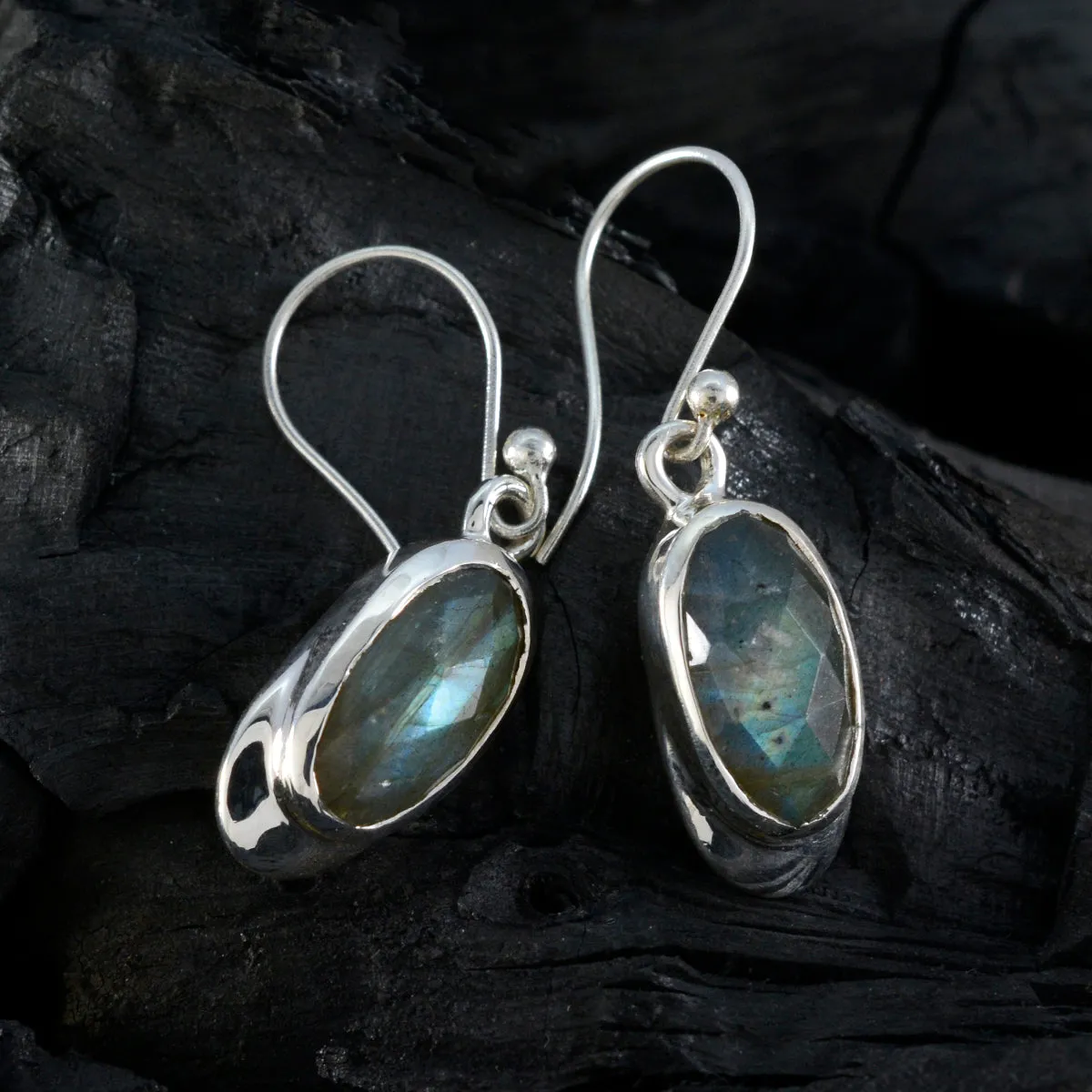 Riyo Divine Sterling Silver Earring For Sister Labradorite Earring Bezel Setting Multi Earring Dangle Earring