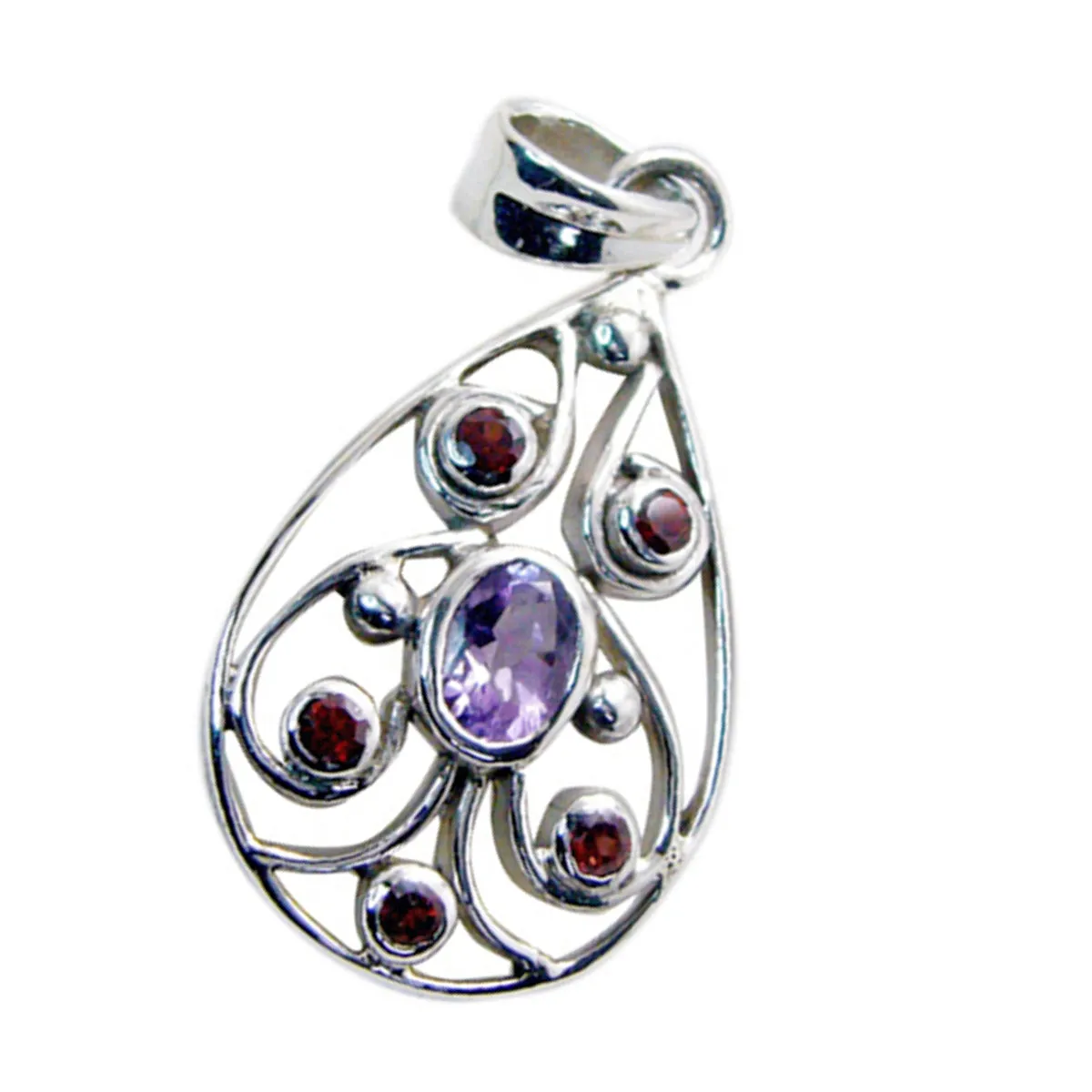 Riyo Easy Gemstone Multi Faceted Multi Color Multi Stone 1075 Sterling Silver Pendant Gift For Teachers Day