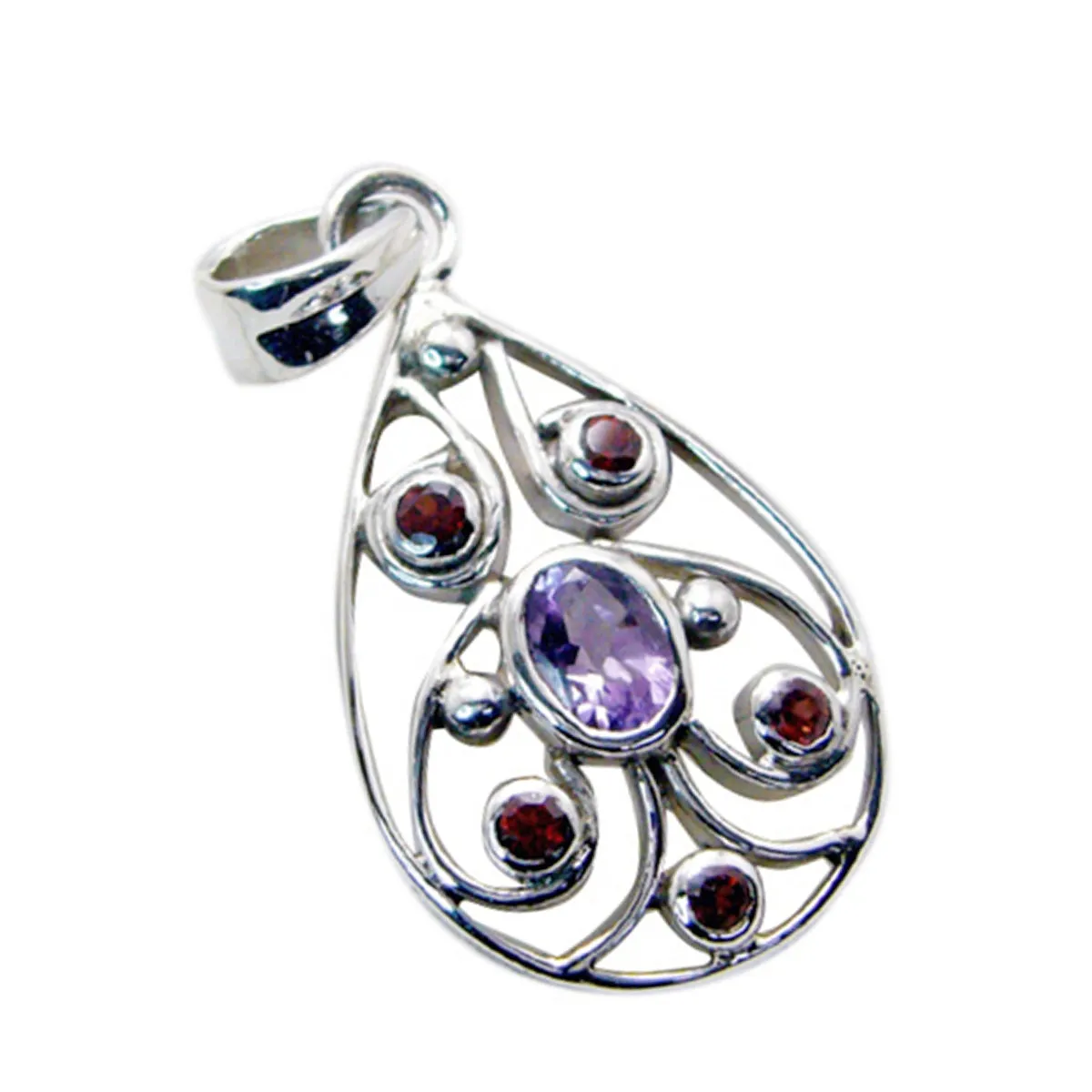 Riyo Easy Gemstone Multi Faceted Multi Color Multi Stone 1075 Sterling Silver Pendant Gift For Teachers Day