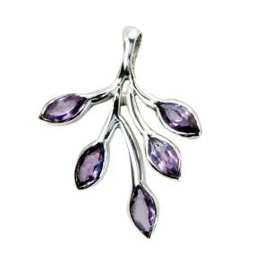 Riyo Elegant Gems Marquise Faceted Purple Amethyst Silver Pendant Gift For Engagement