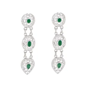 Riyo Exquisite 925 Sterling Silver Earring For Lady Green Onyx Earring Bezel Setting Green Earring Stud Earring