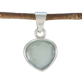 Riyo Exquisite Gems Heart Cabochon Blue Chalcedony Silver Pendant Gift For Sister