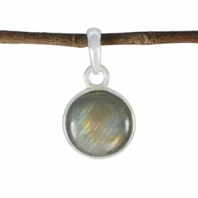 Riyo Exquisite Gemstone Round Cabochon Gray Labradorite Sterling Silver Pendant Gift For Christmas