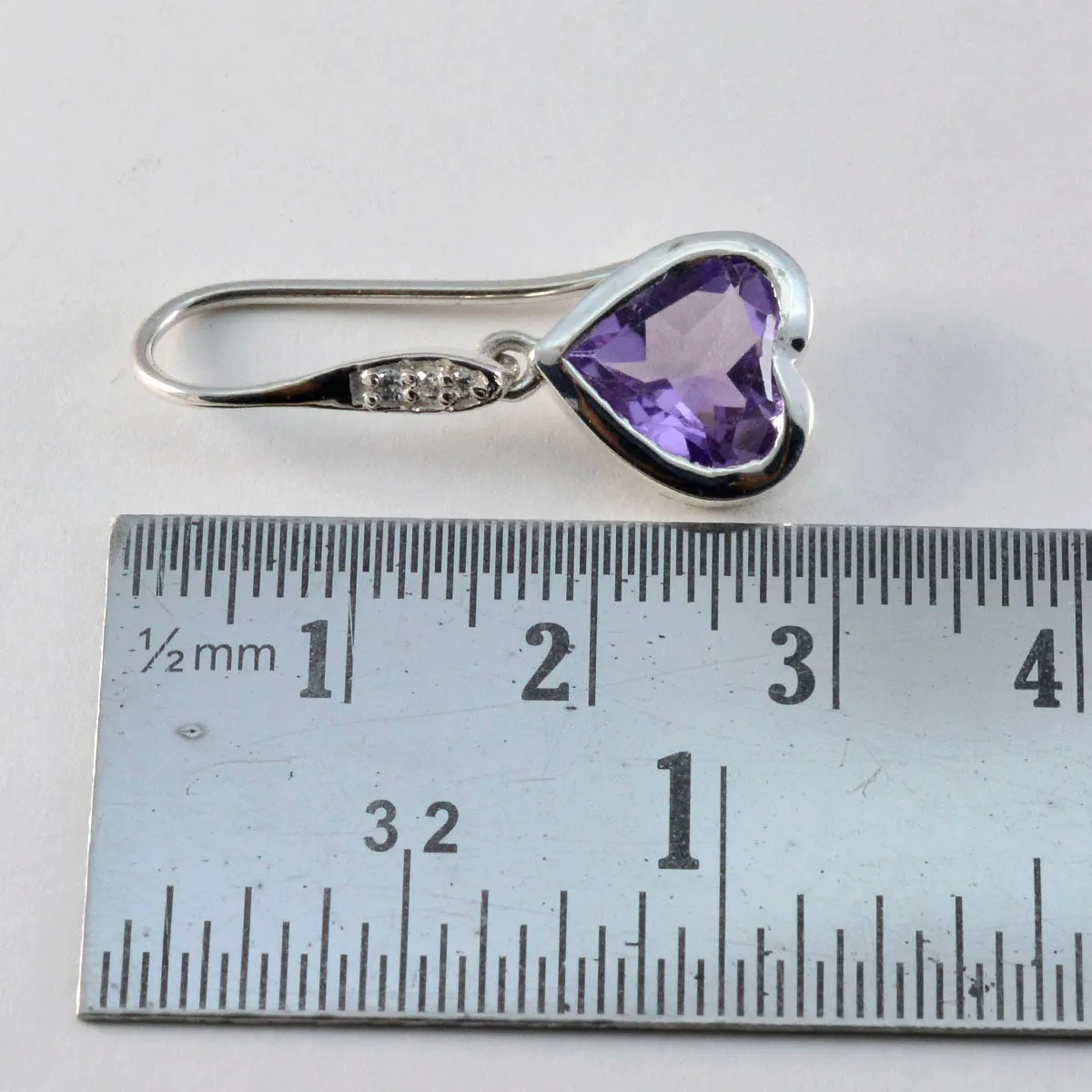 Riyo Exquisite Sterling Silver Earring For Wife Amethyst Earring Bezel Setting Purple Earring Dangle Earring