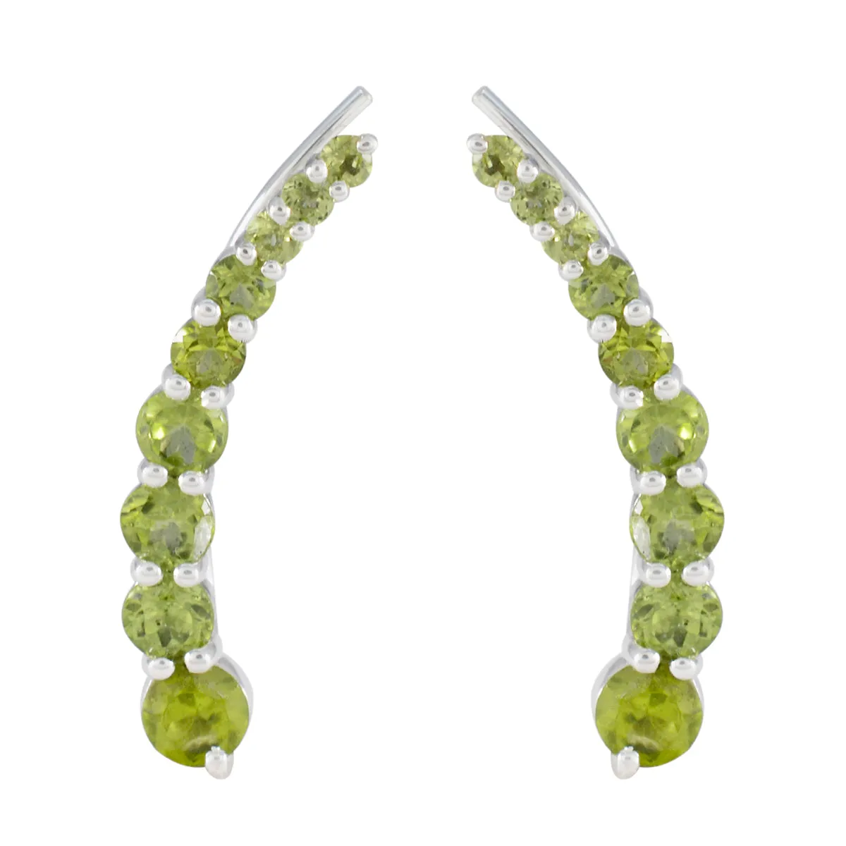 Riyo Fanciable 925 Sterling Silver Earring For Demoiselle Peridot Earring Bezel Setting Green Earring Ear Cuff Earring