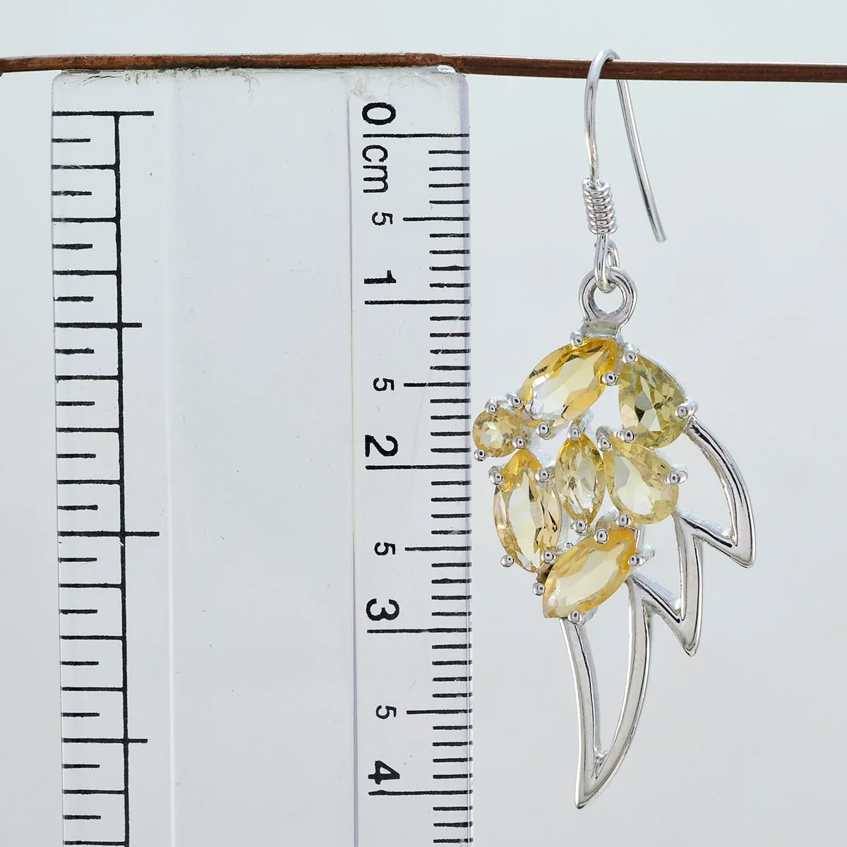 Riyo Genuine Gems multi shape Faceted Yellow Citrine Silver Earrings gift for good Friday