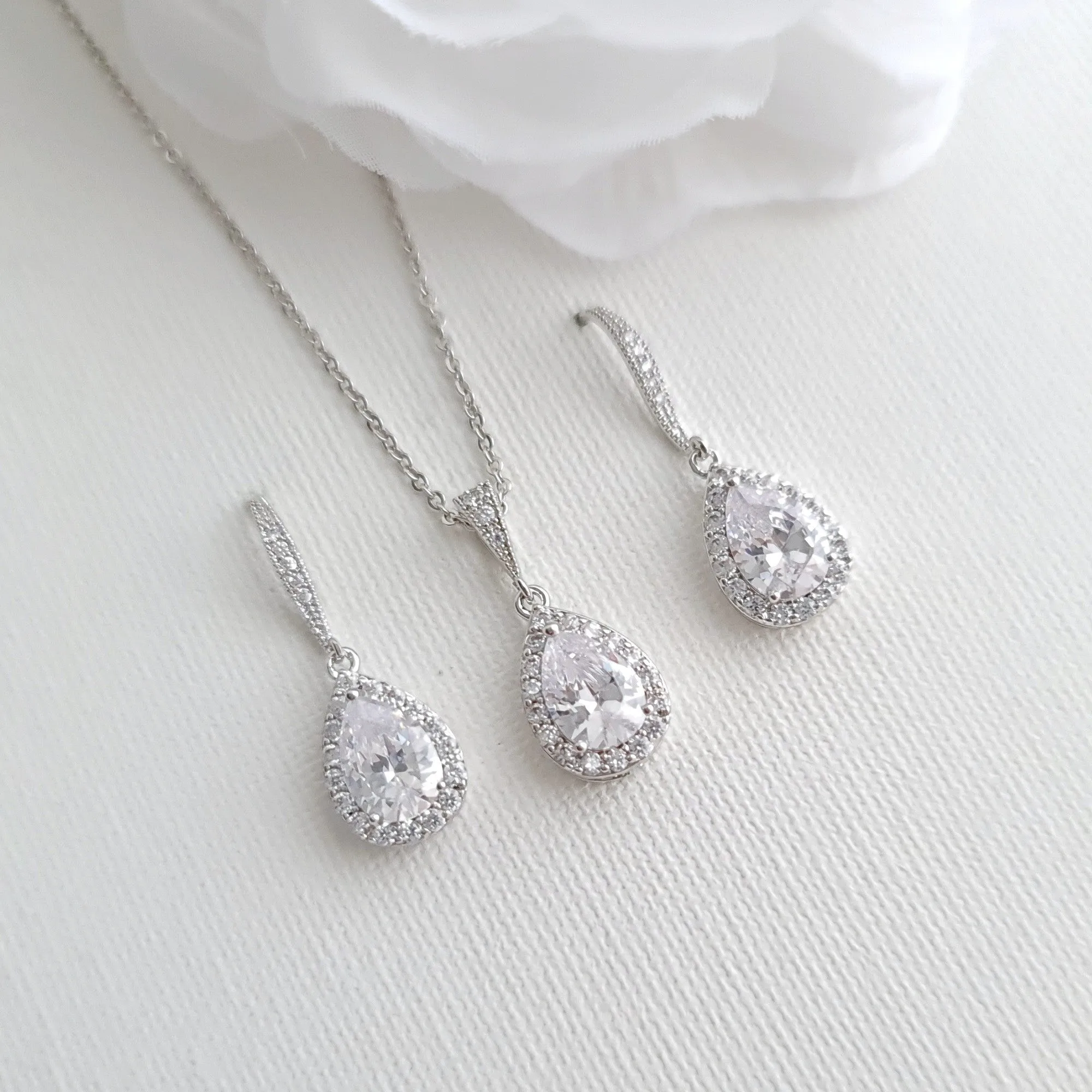 Rose Gold Dangle Earrings and Necklace Set-Emma