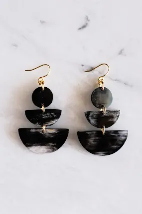 Saigon 16K Gold Plated Geometric Statement Buffalo Horn Earrings