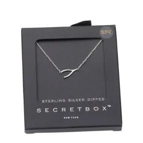 Secret Box Sterling Silver Dipped Wishbone Pendant Necklace