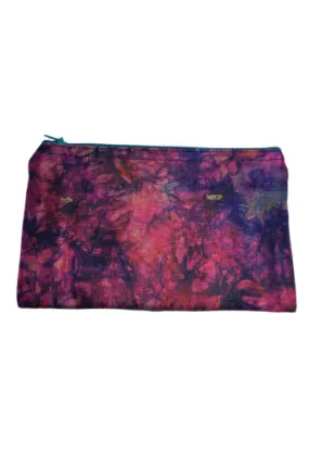 Silk Pouches with vibrant multi colored pinks, fuschias, violets with aqua zipper