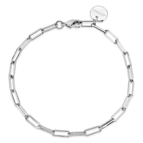 Silver Elongated Link Chain Anklet