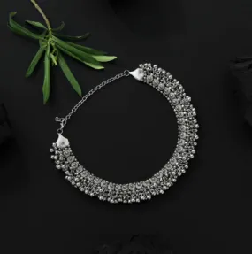 Silver Ghungaroo Oxidised Choker Necklace