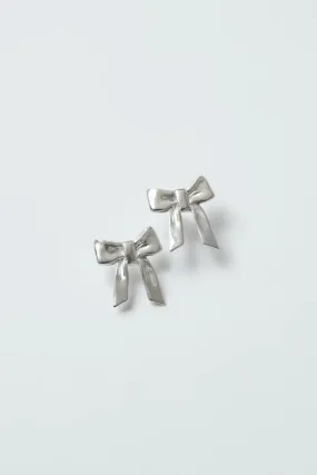 Silver Ruby Bow Studs