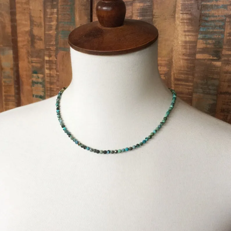 Silver Turquoise Choker with Ombre Turquoise Stones and Silver Accents