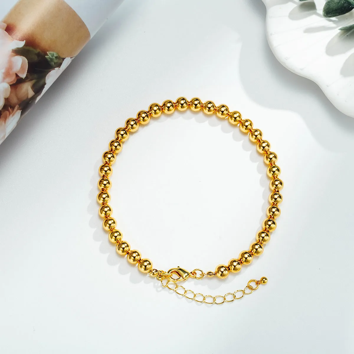 Simple Gold Ball Link Anklet