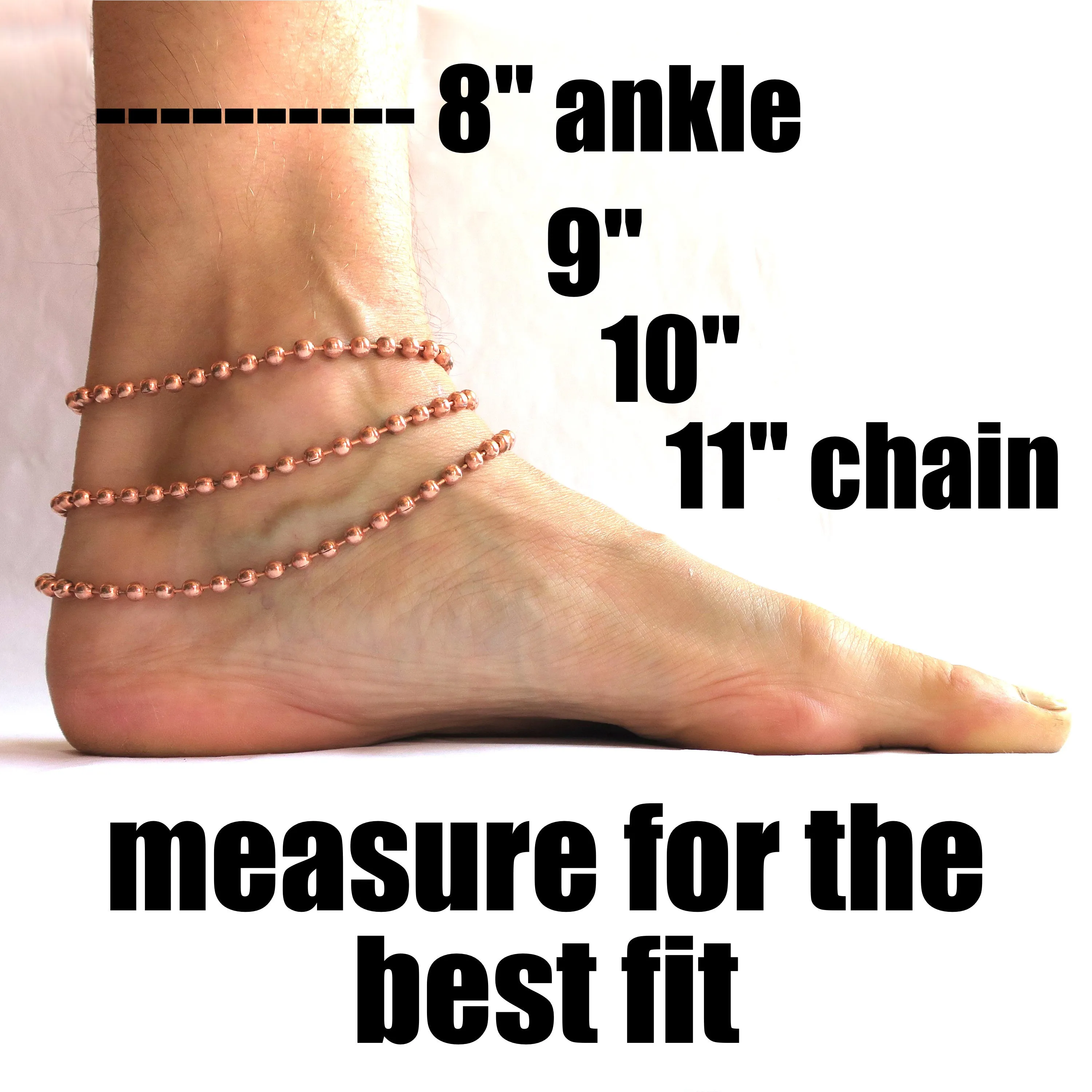 Solid Copper Ankle Bracelet Fine Cuban Curb Chain AC71 Lightweight Adjustable Copper Anklet Chain