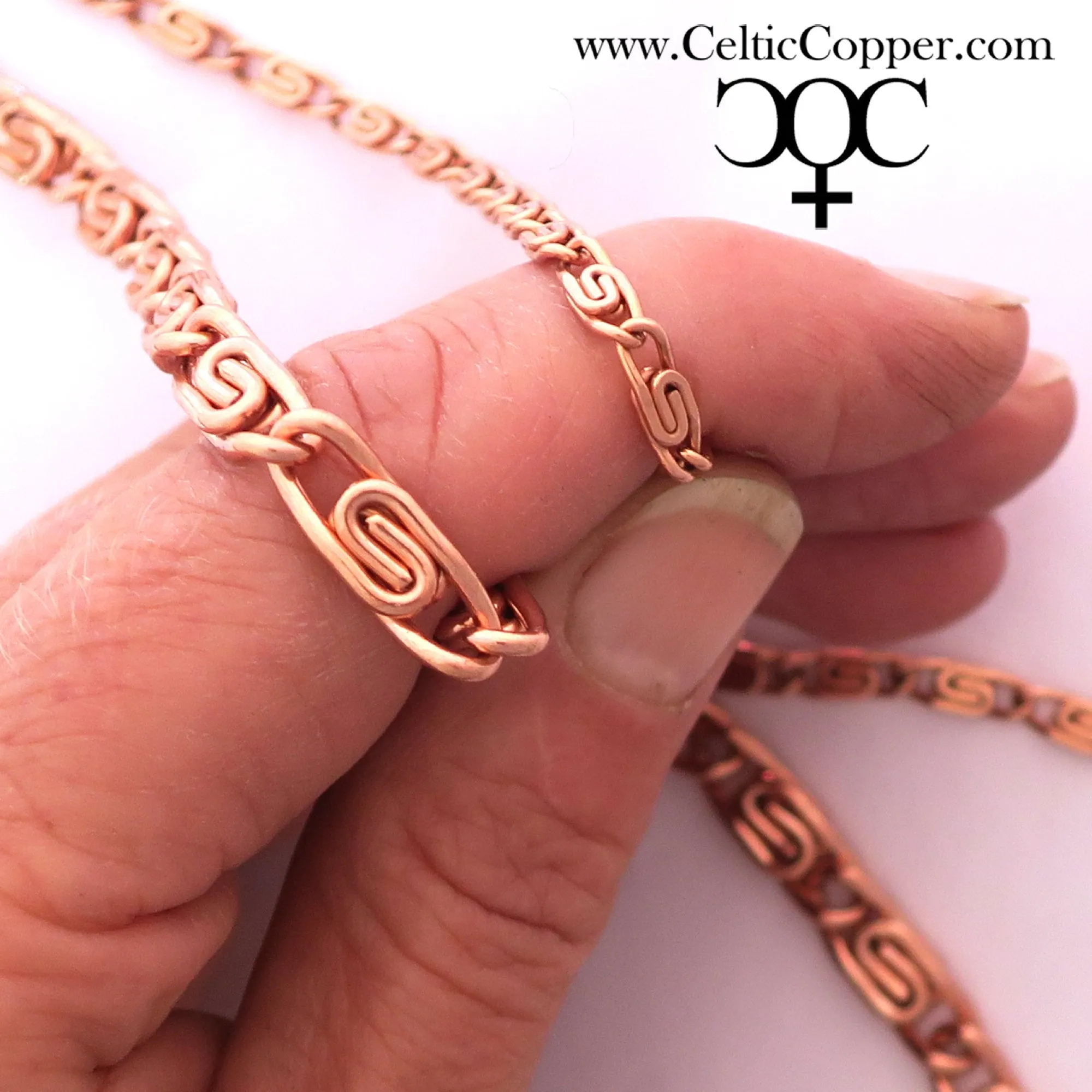 Solid Copper Bracelet Chain Medium Celtic Scroll Chain Bracelet BC66 Copper Bracelet Chain 5mm Scroll Chain Bracelet For Men And Women