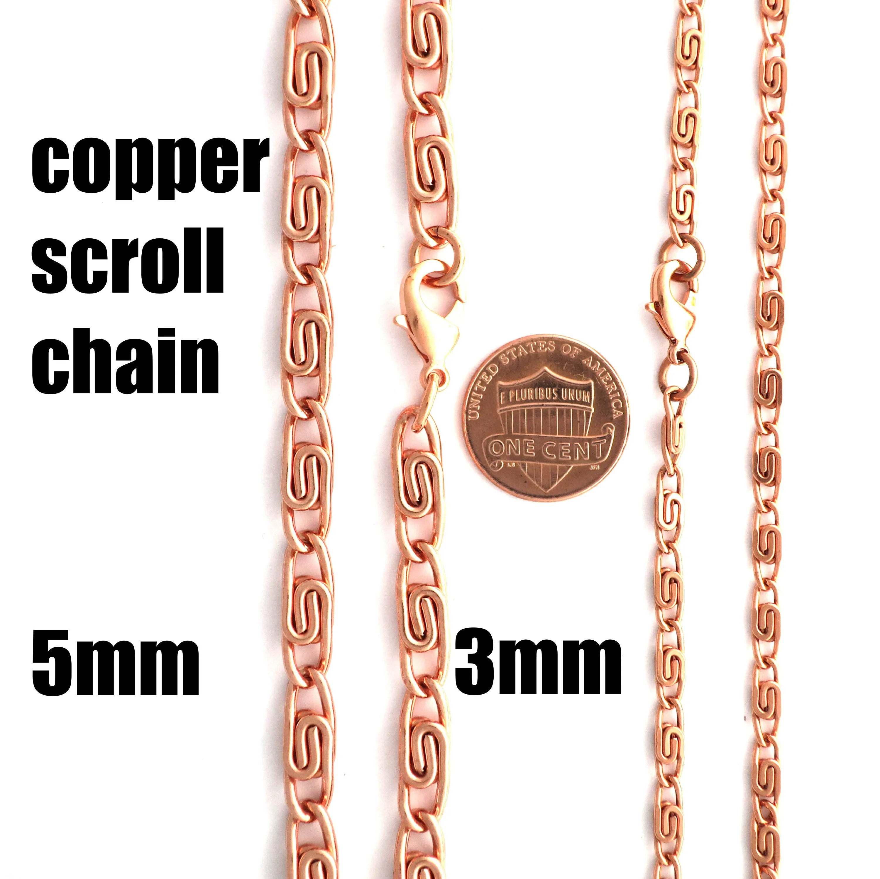 Solid Copper Bracelet Chain Medium Celtic Scroll Chain Bracelet BC66 Copper Bracelet Chain 5mm Scroll Chain Bracelet For Men And Women