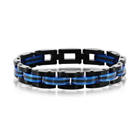 Stainless Steel Blue and Black Bracelet