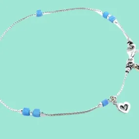 Sterling Silver Anklet for Women with an heart charm