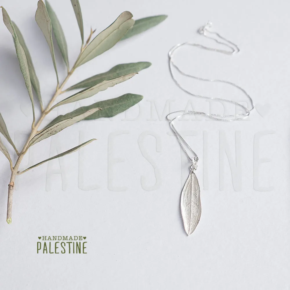 Sterling Silver - Single Olive Leaf Necklace